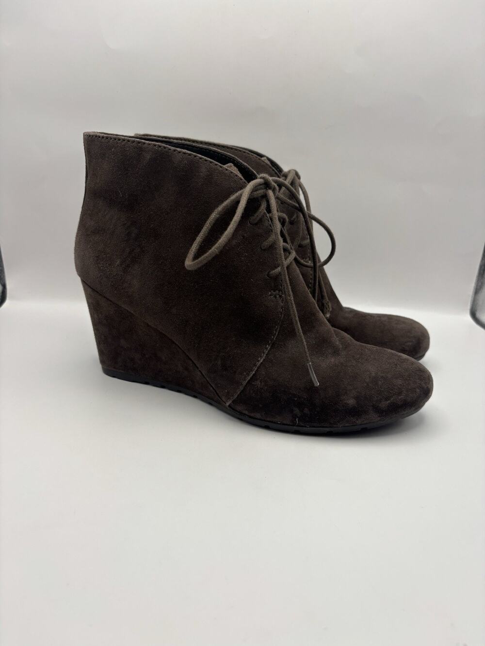 Clarks Artisan Rosepoint Dew Brown Suede Wedge Boots Women Size 9